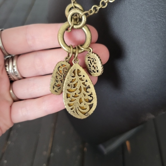 Gold Chain Charm Necklace Dangle Stones - Picture 5 of 5